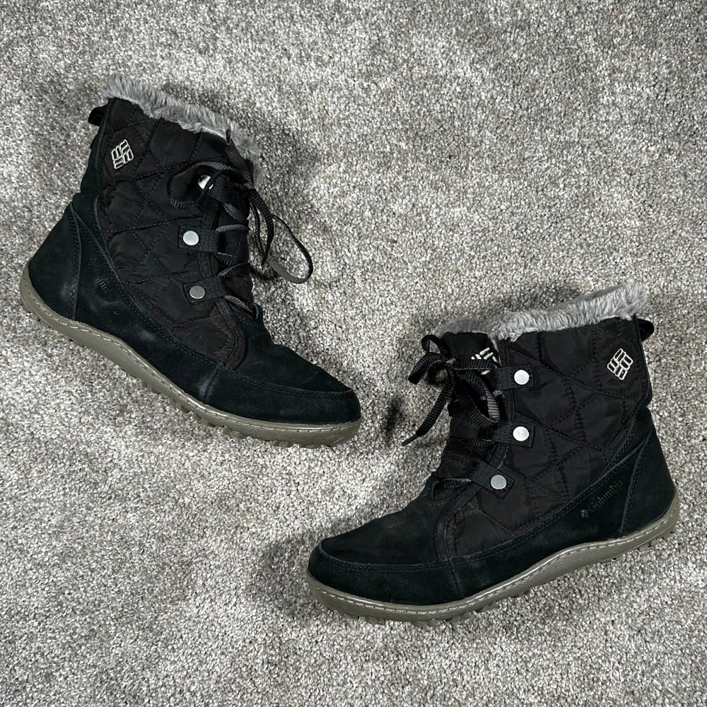 Columbia Minx Mid II Waterproof Omni-Heat Winter Boots Black Womens 7.5